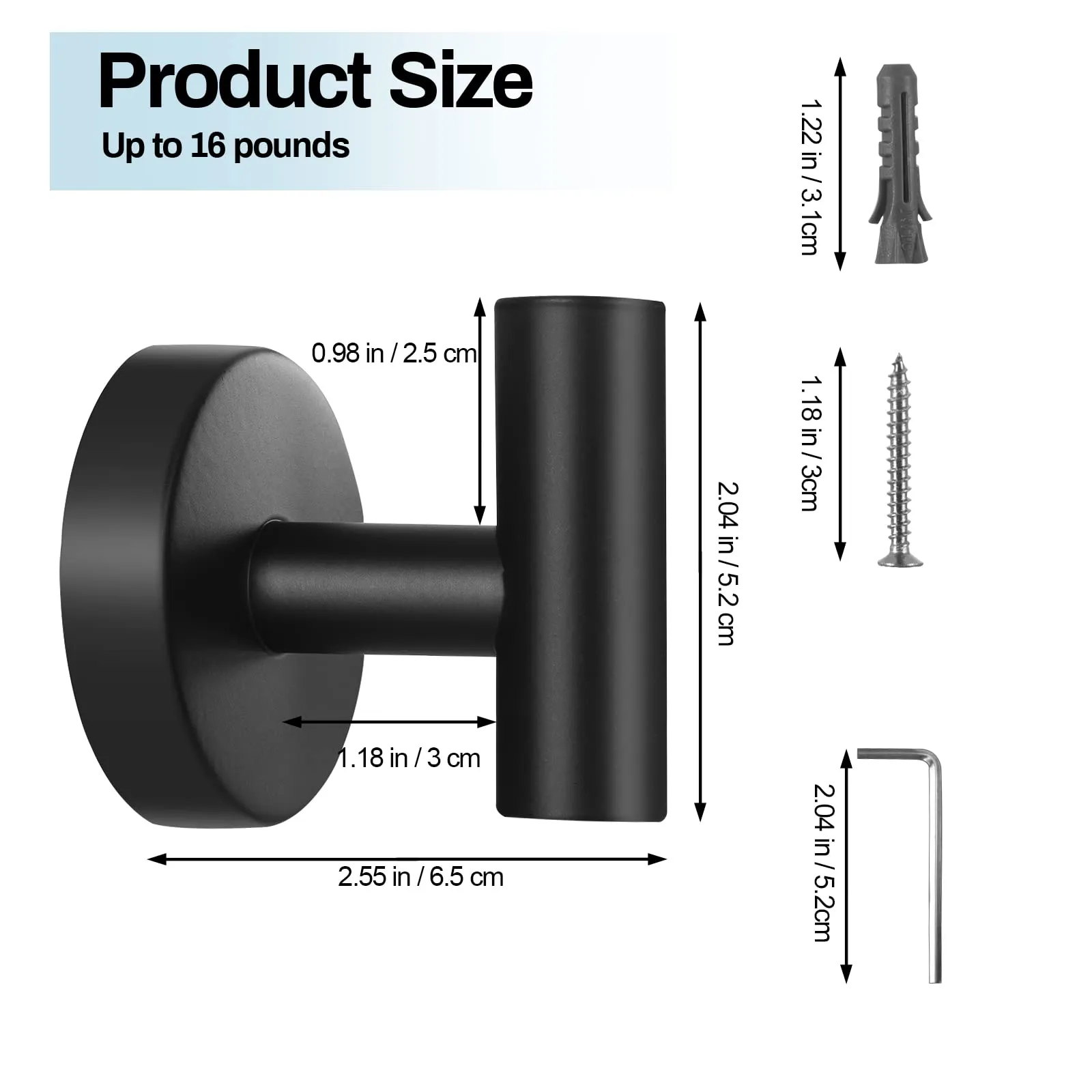 2 Pcs Wall Mount Bathroom Towel Hooks Holder | Cloth Hanger Hook | Kitchen Door Hanger | Black