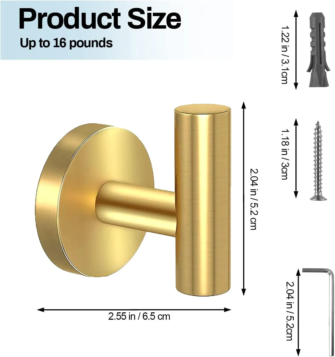 2 Pcs Wall Mount Bathroom Towel Hooks Holder | Cloth Hanger Hook | Kitchen Door Hanger | Gold