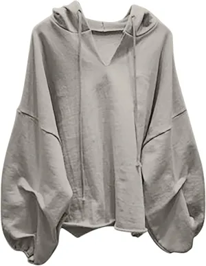 2024 Fashion Fall Hoodies for Women Oversized Solid Color Lightweight Sweatshirt Teen Girls Preppy Slouchy Pullover