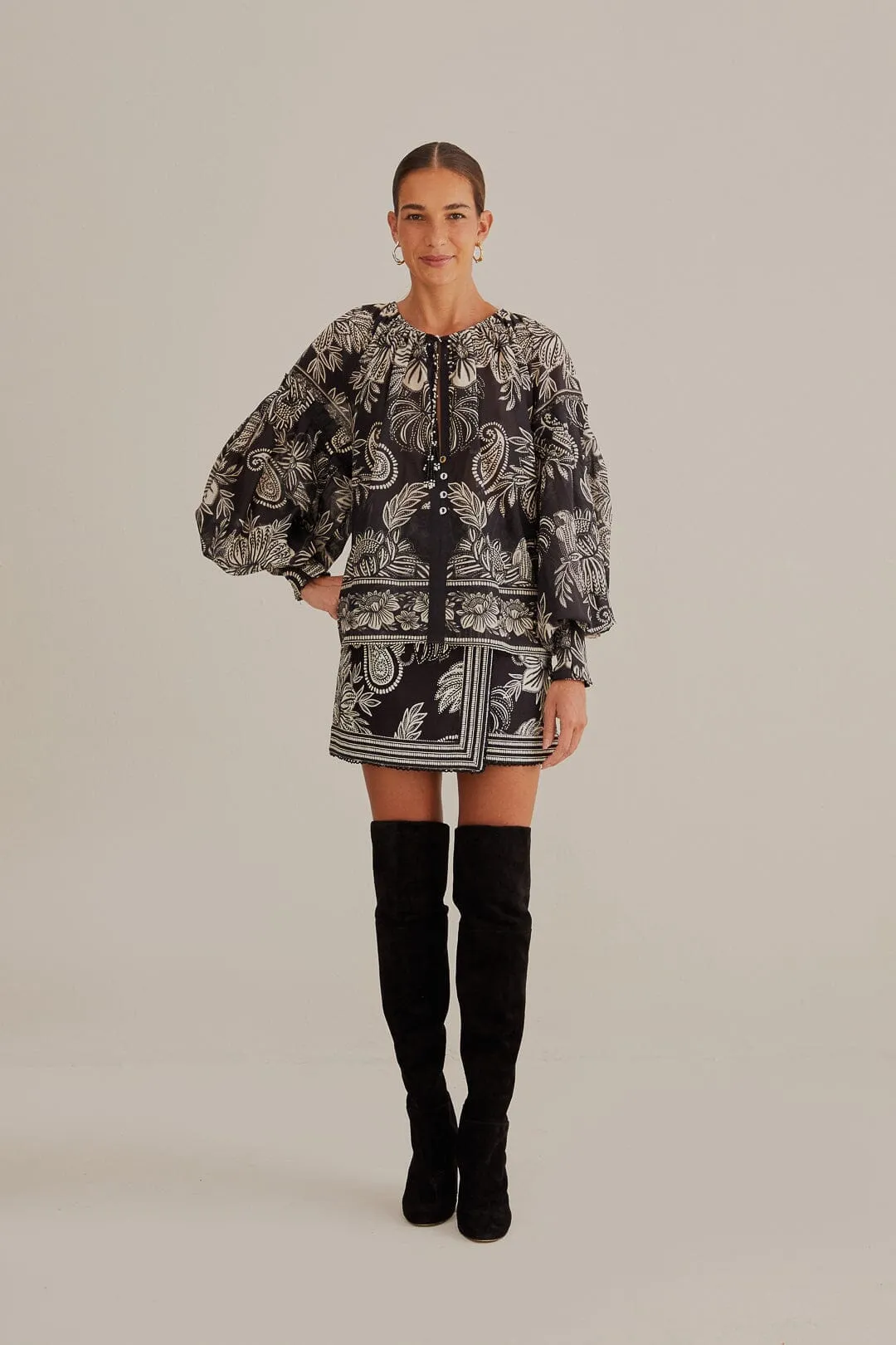 Black Paisley Bloom Blouse