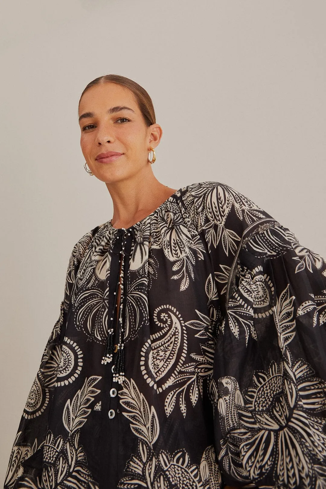 Black Paisley Bloom Blouse