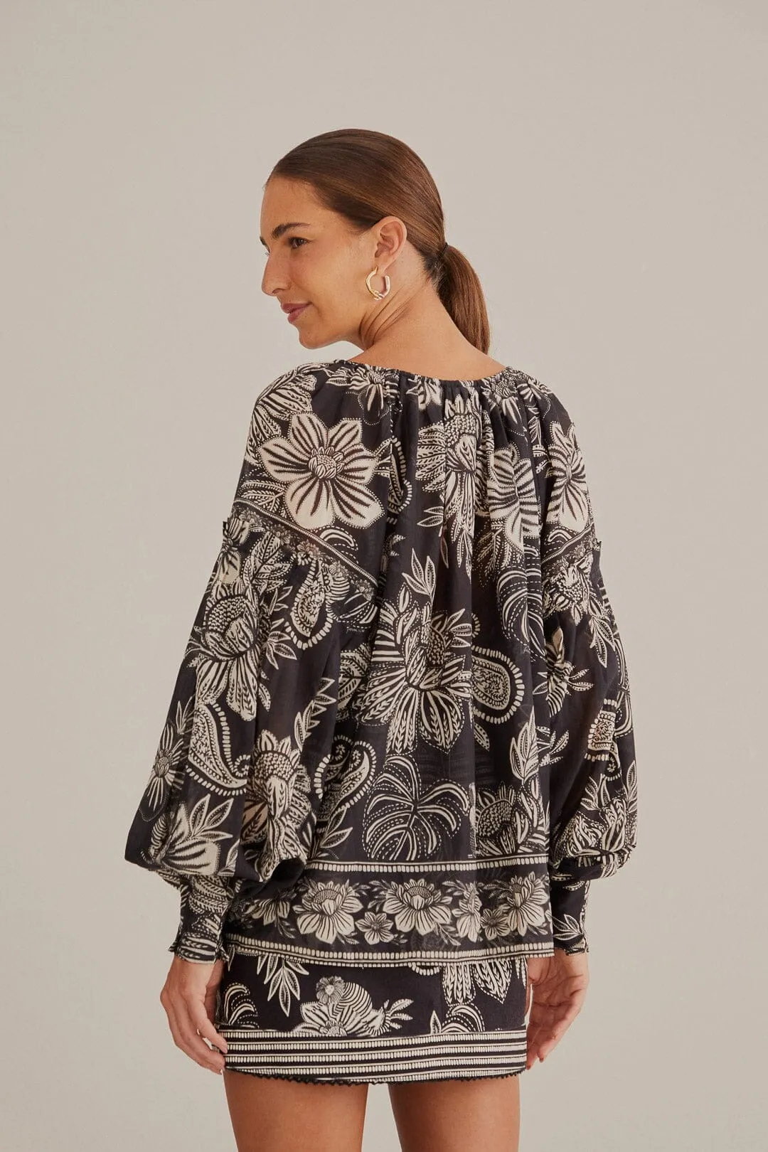 Black Paisley Bloom Blouse