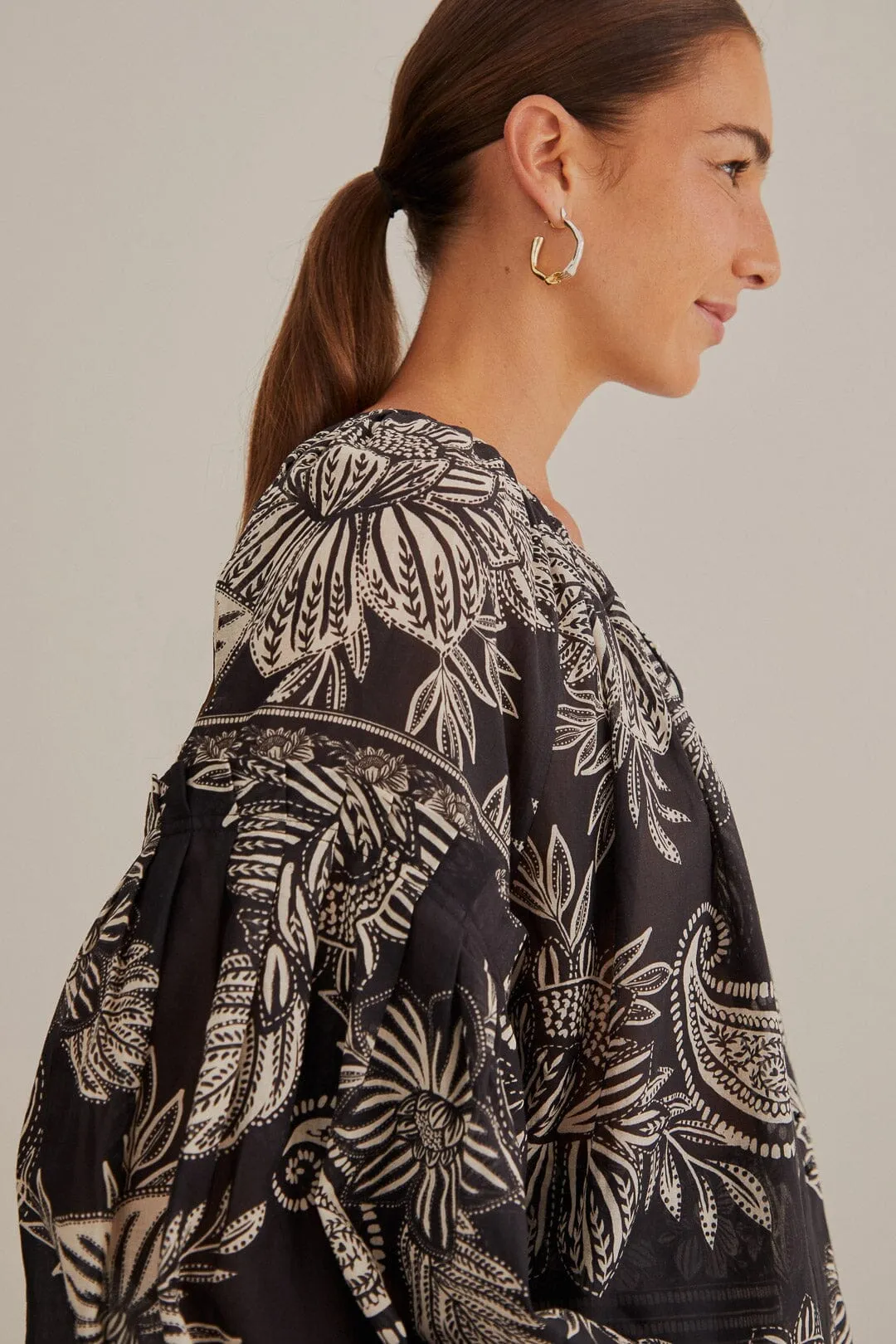 Black Paisley Bloom Blouse