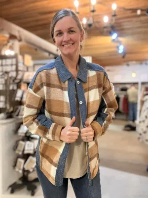 Denim Contrast Plaid Shacket