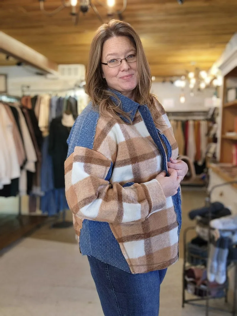 Denim Contrast Plaid Shacket
