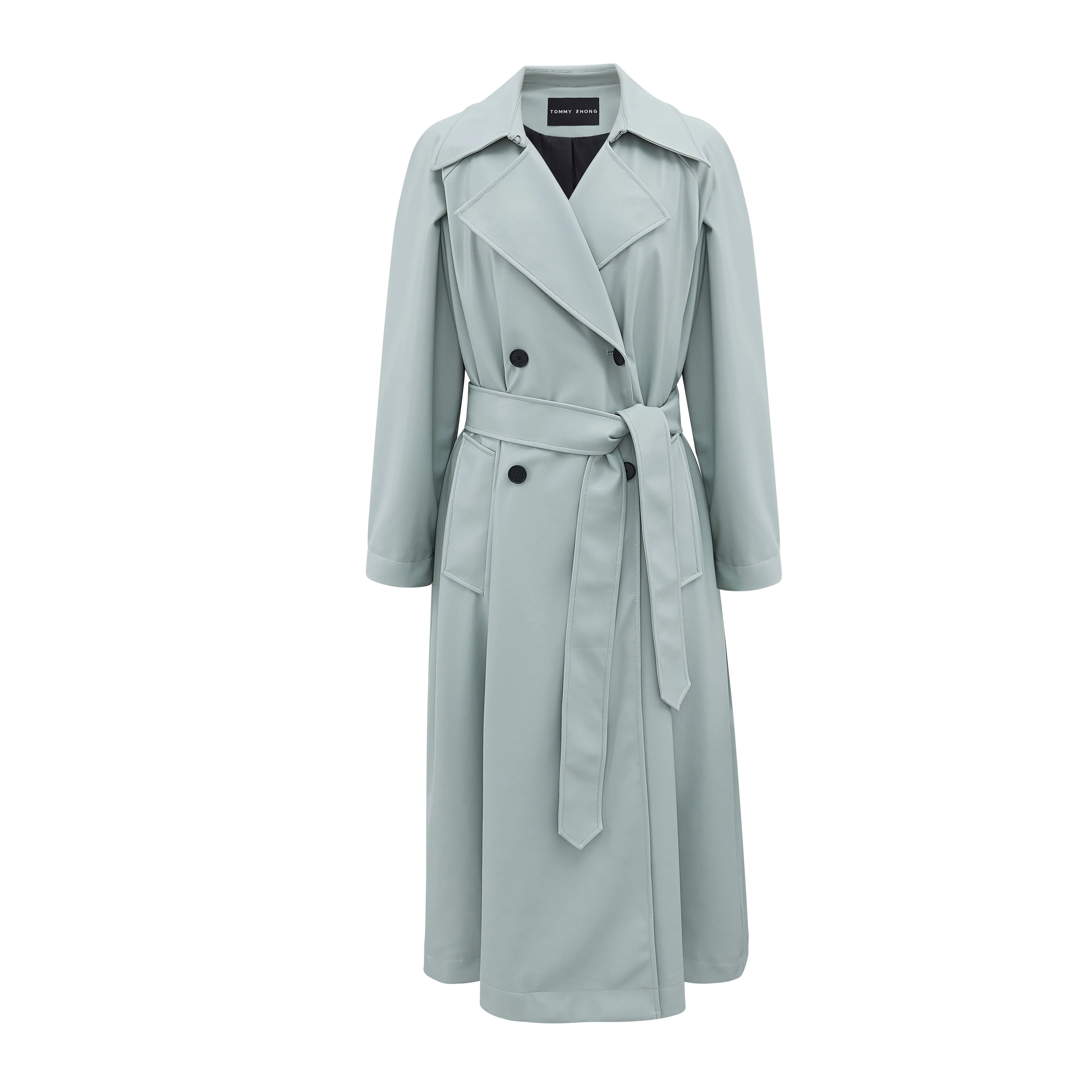 Eggshell PU Pleated Classic Trench Coat