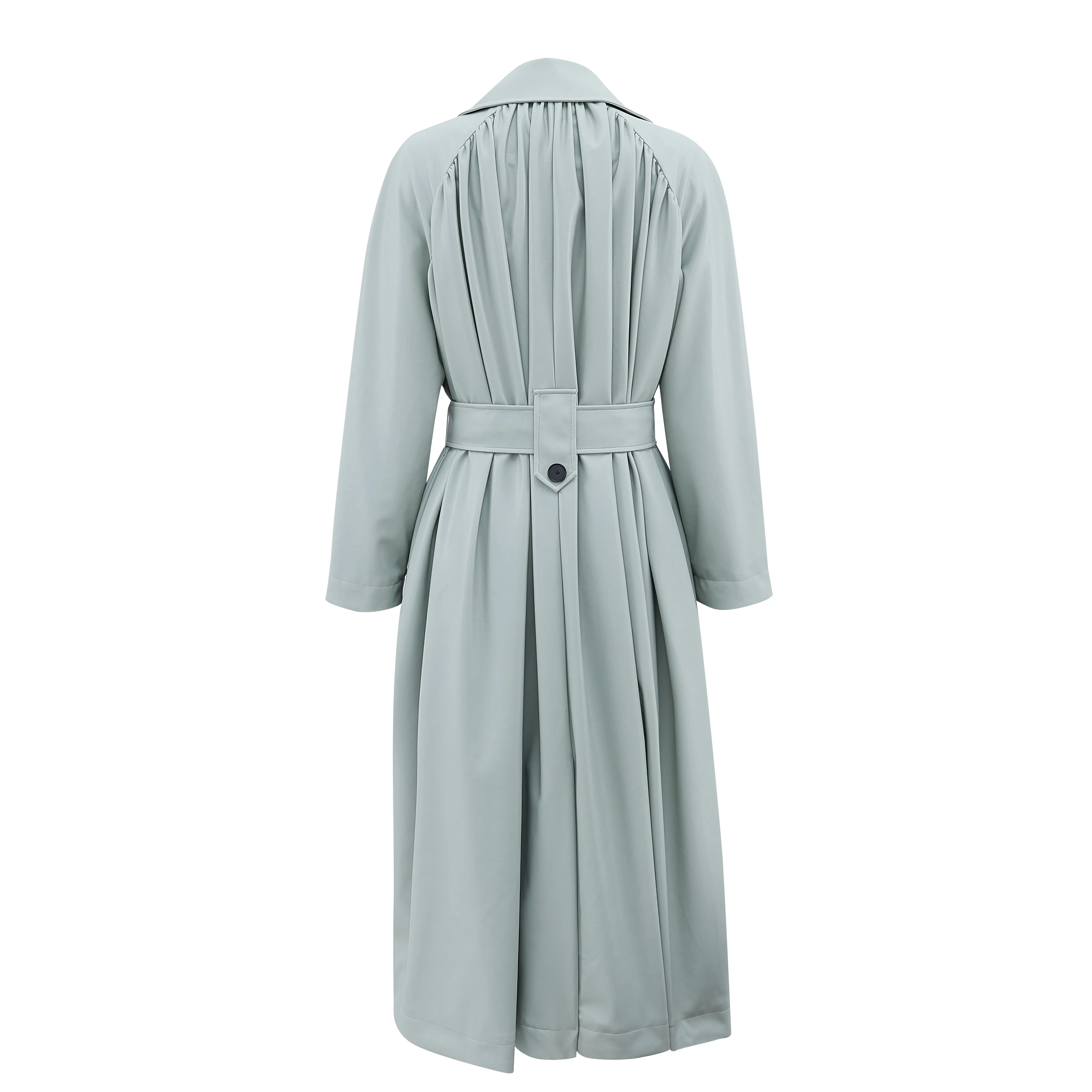Eggshell PU Pleated Classic Trench Coat