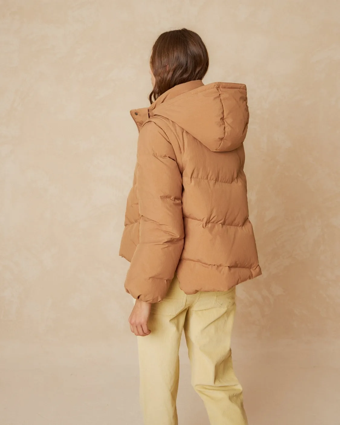 Indi & Cold Convertible Down Jacket/Vest Tan  F711