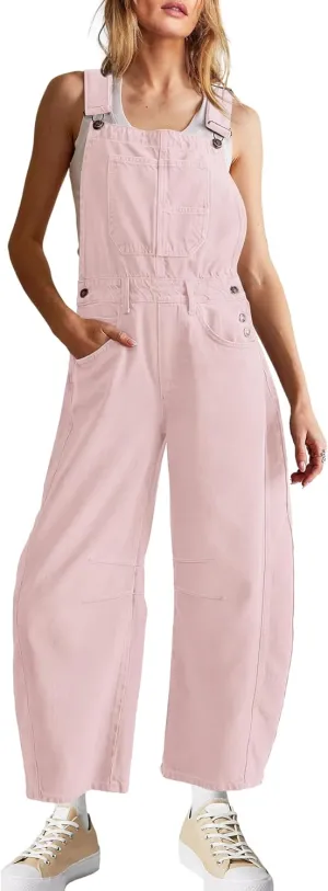 Yanekop Womens Overalls Casual Loose Jumpsuit Wide Leg Pants Sleeveless Bib Overalls Baggy Harem Barrel Pants