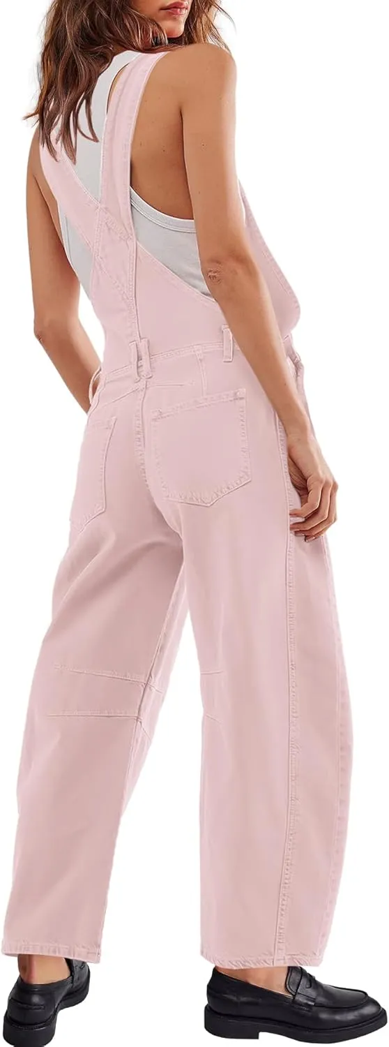 Yanekop Womens Overalls Casual Loose Jumpsuit Wide Leg Pants Sleeveless Bib Overalls Baggy Harem Barrel Pants