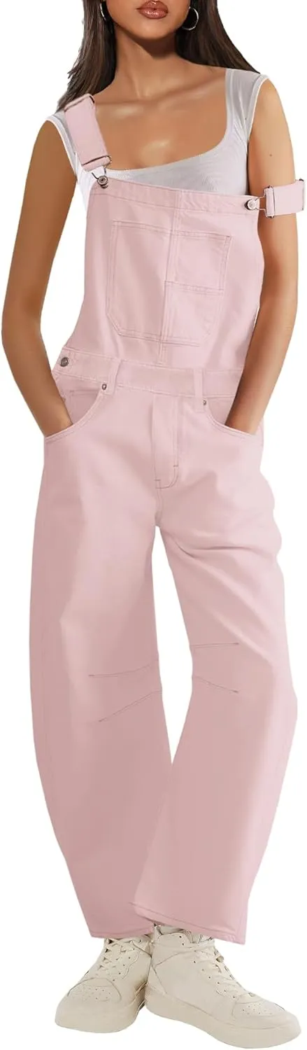 Yanekop Womens Overalls Casual Loose Jumpsuit Wide Leg Pants Sleeveless Bib Overalls Baggy Harem Barrel Pants