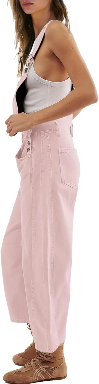 Yanekop Womens Overalls Casual Loose Jumpsuit Wide Leg Pants Sleeveless Bib Overalls Baggy Harem Barrel Pants